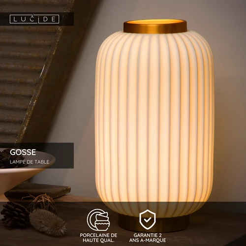 Lucide GOSSE - Lampe de table - Ø 19,7 cm - 1xE14 - Blanc - USP